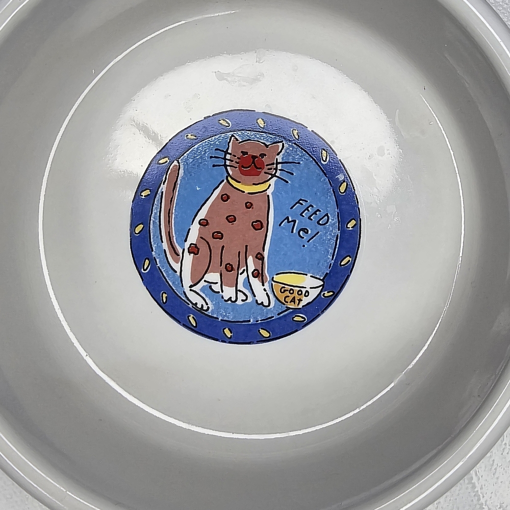Signature Blue and White Cat Feeder Bowl
